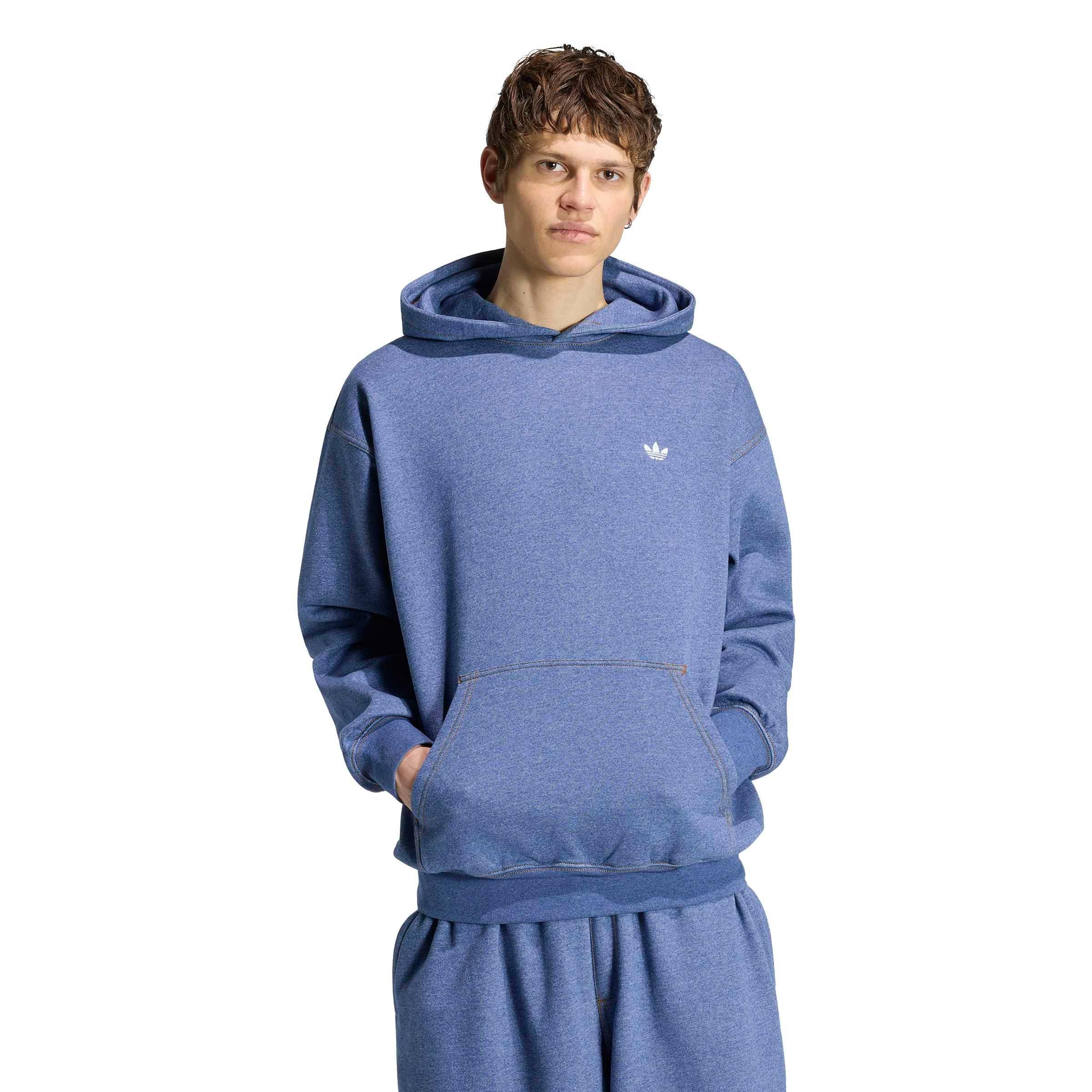 adidas Originals Men's Trefoil Essentials Melange Loose Hoodie - Blue - BLUE